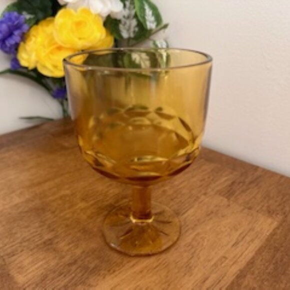 Vintage Bartlett Collins Amber Glass Goblet – 14 oz Stemmed Wine Glass‎ - Picture 2 of 7